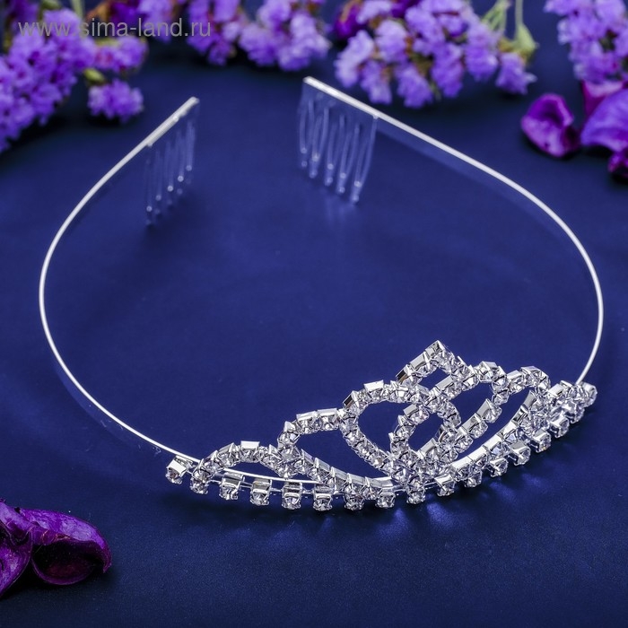 Диадема для волос Диадема для волос "Россыпь" изящество, 4 см, серебро