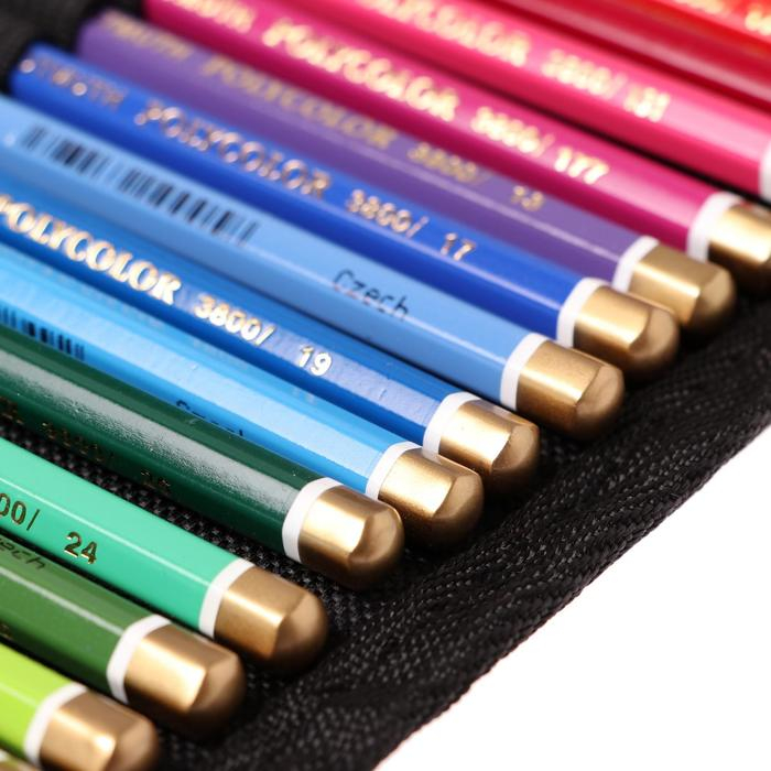 Карандаши 24 цв Koh-I-Noor POLYCOLOR 3824, чёрный пенал-рулон на кнопке из текстиля Карандаши 24 цв Koh-I-Noor POLYCOLOR 3824, чёрный пенал-рулон на кнопке из текстиля
