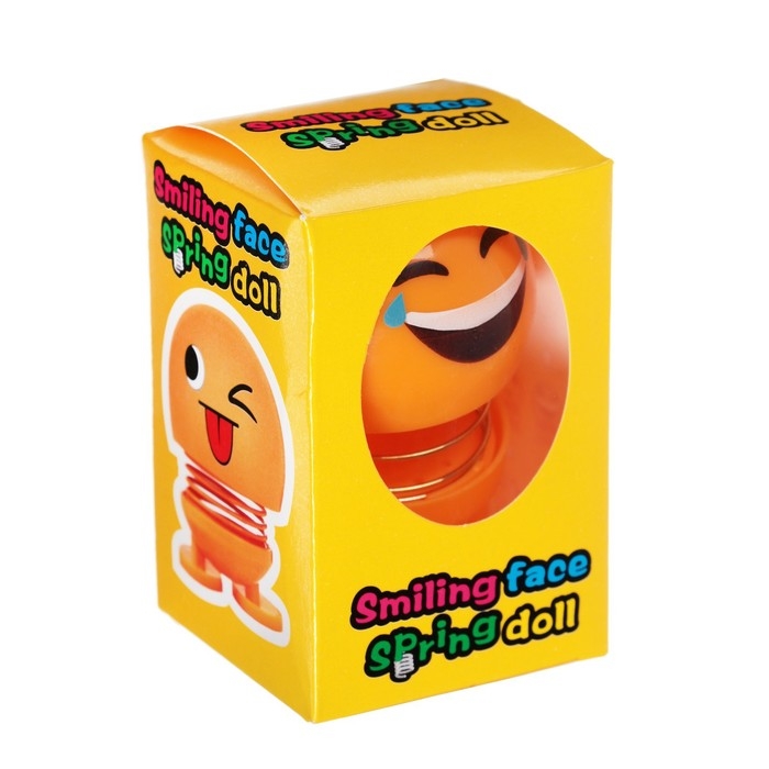 Смайл на пружинке, на панель в авто, смех, желтый Смайл на пружинке, на панель в авто, смех, желтый