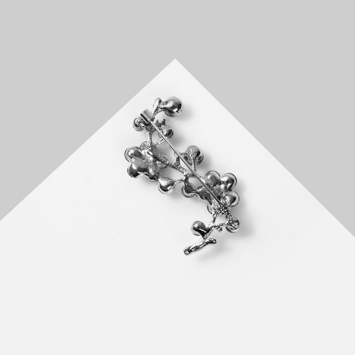 Брошь «Цветы» ветвь яблони, цвет голубой в серебре Брошь «Цветы» ветвь яблони, цвет голубой в серебре