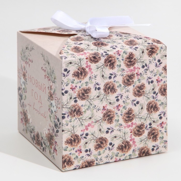 Коробка подарочная новогодняя складная «Новогодняя акварель», 12 х 12 х 12 см, Новый год Коробка подарочная новогодняя складная «Новогодняя акварель», 12 х 12 х 12 см, Новый год