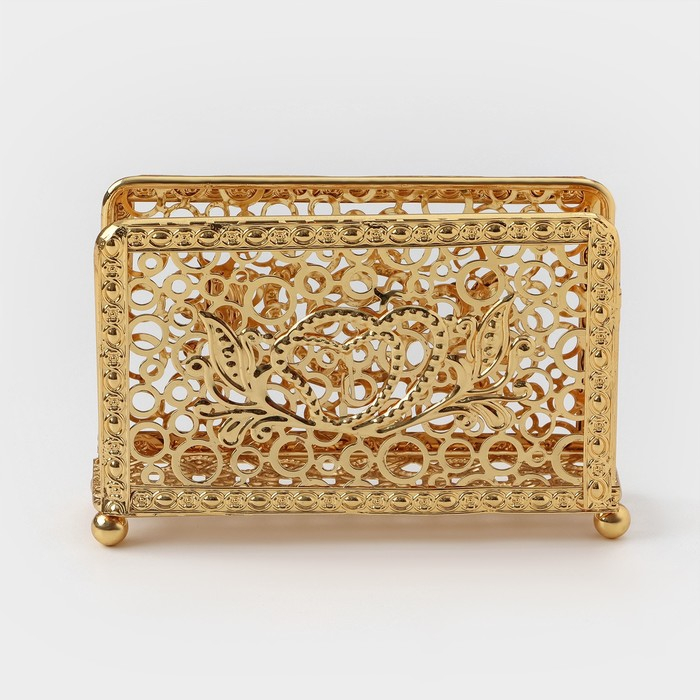 Салфетница «Сердца», декоративная, 14×9,5×4 см, цвет золотой Салфетница «Сердца», декоративная, 14×9,5×4 см, цвет золотой