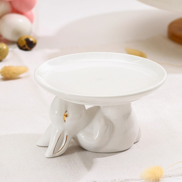 Блюдо для десертов Доляна «Зайка в золотом», 16×9,5 см