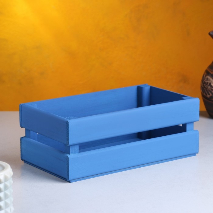 Кашпо деревянное 24.5×13.5×9 см  Кашпо деревянное 24.5×13.5×9 см "Двушка Лайт", двухреечное, синий Дарим Красиво