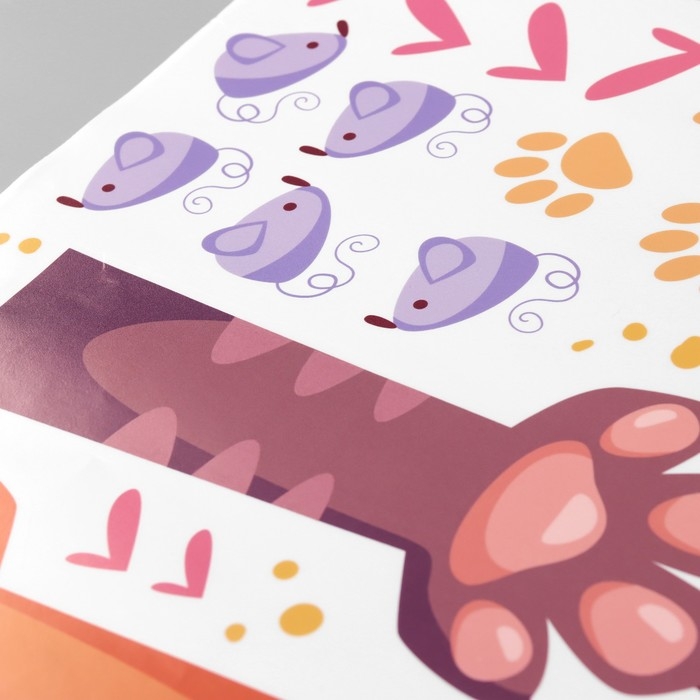 Наклейка пластик интерьерная цветная Наклейка пластик интерьерная цветная "Кошачьи лапки" 30х60 см