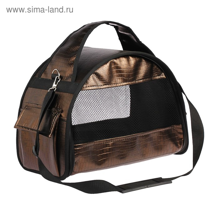 Сумка - переноска для животных, полукруглая, искусственная кожа, 40 х 20 х 27 см, коричневая Сумка - переноска для животных, полукруглая, искусственная кожа, 40 х 20 х 27 см, коричневая
