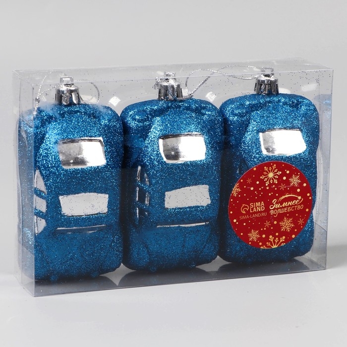 Набор украшений пластик 3 шт Набор украшений пластик 3 шт "Машинки" 9х3,5 см, синий