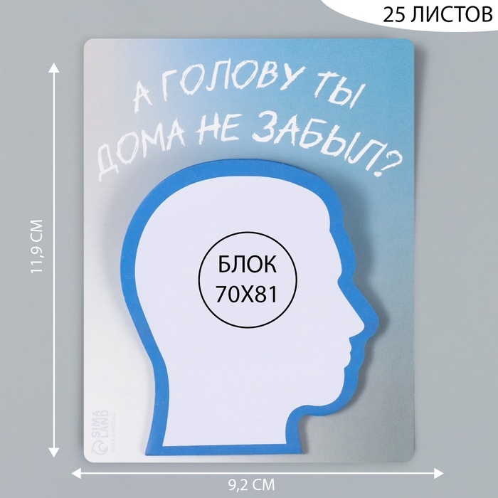 Магнит с блоком для записей "А голову ты дома не забыл?" 9,2х11,9 см