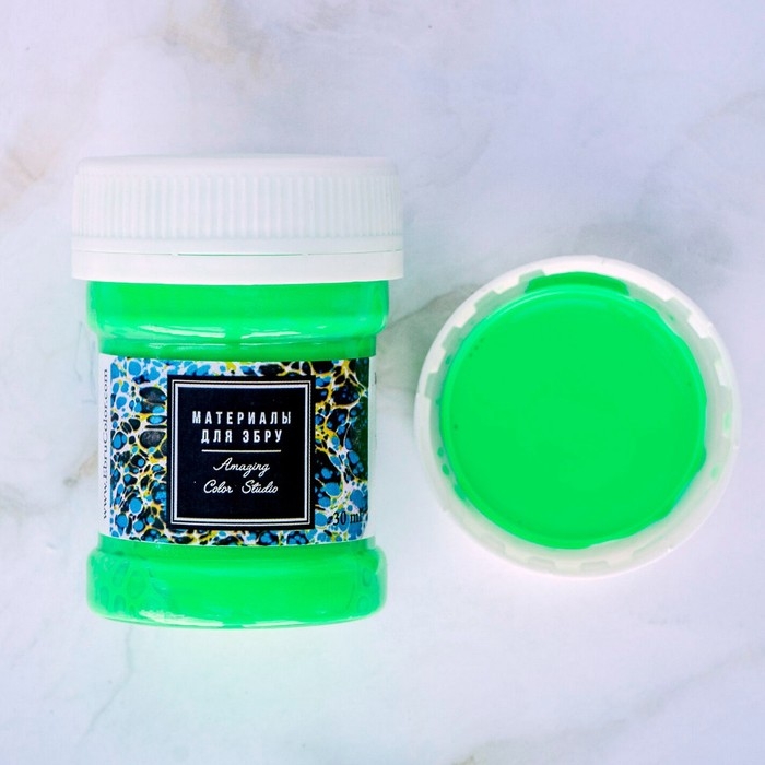Краска для эбру, зелёный неон, 30 мл Краска для эбру, зелёный неон, 30 мл