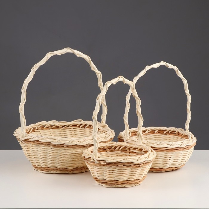 Набор корзин, 3-х, 9×21, 15×19, 12×16 см, ротанг, микс Набор корзин, 3-х, 9×21, 15×19, 12×16 см, ротанг, микс