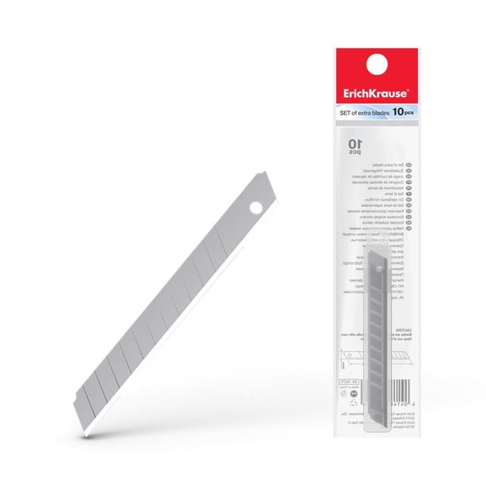 Лезвия для канцелярского ножа 9 мм, 10 шт., Erich Krause, в пластиковом контейнере Лезвия для канцелярского ножа 9 мм, 10 шт., Erich Krause, в пластиковом контейнере