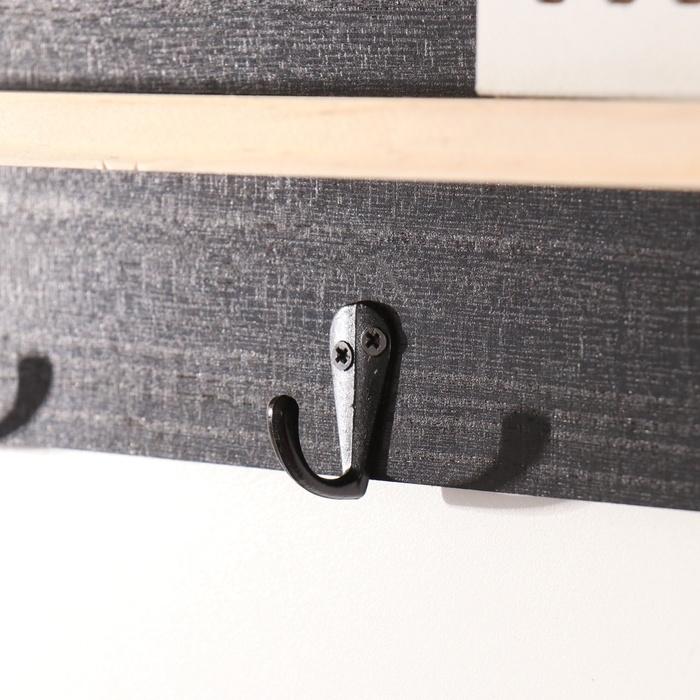 Крючки декоративные дерево с полочкой Крючки декоративные дерево с полочкой "Домики и деревья" чёрный 5х39,5х18 см