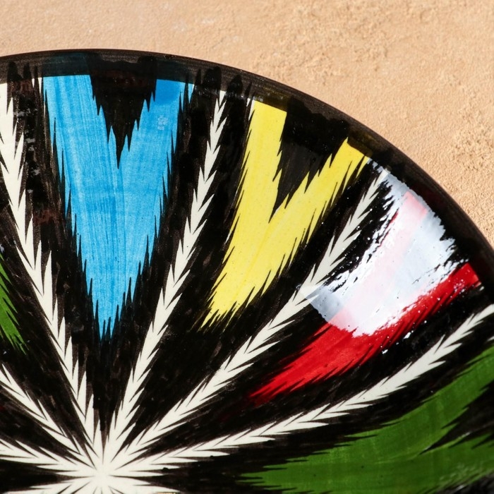 Тарелка Риштанская Керамика Тарелка Риштанская Керамика "Атлас", разноцветная, глубокая, 20 см