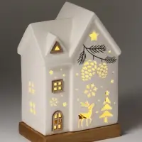 Фигурка керамическая с подсветкой &laquo;Дом с оленем и шишками&raquo; 12&times;8.2&times;18 см