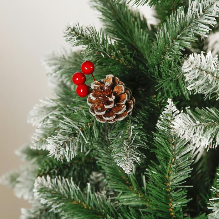 Ёлка  Ёлка "Иней с ягодами" металл подставка, 180 см d нижнего яруса 117 см 780 веток