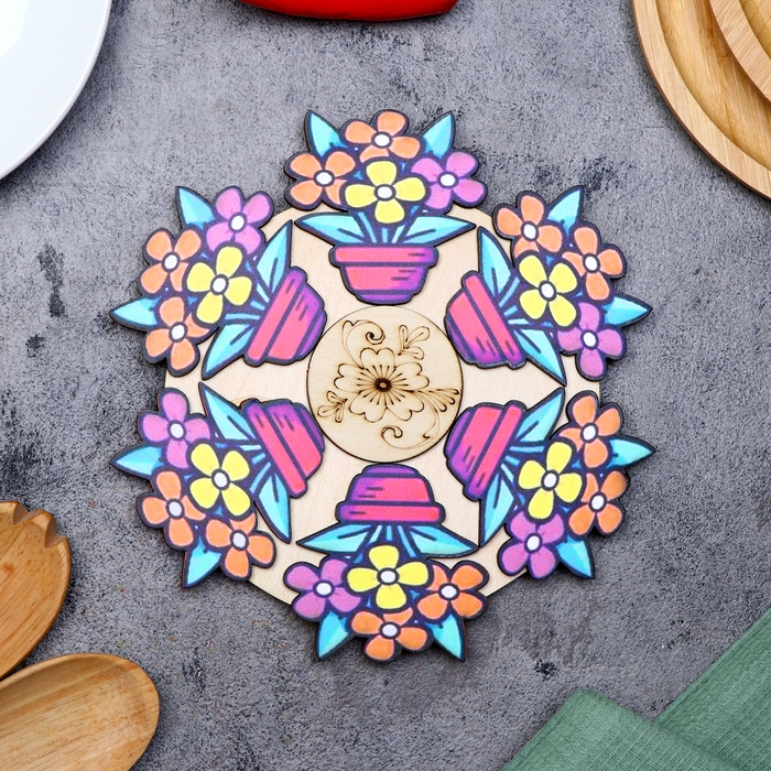 Подставка под горячее Подставка под горячее "Цветочный горшок", D=20 см, можжевельник