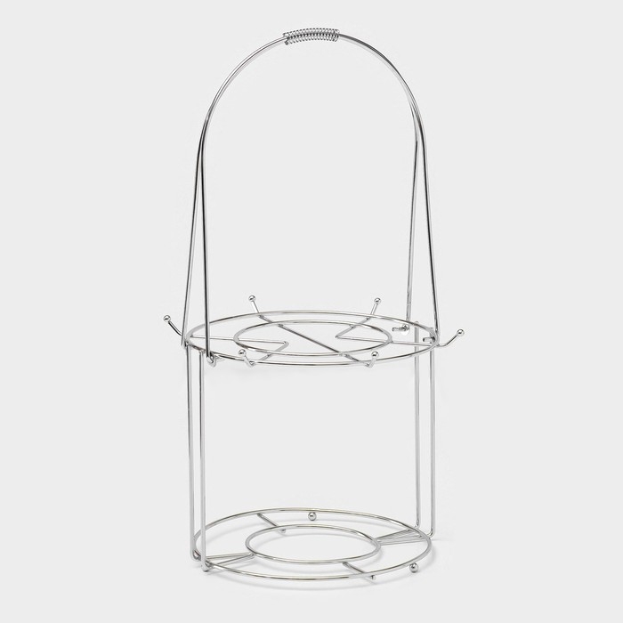 Сервиз керамический чайный на металлической подставке Доляна «Томная роза», 13 предметов: 6 чашек 230 мл, 6 блюдец d=14,2 см, чайник 1 л, цвет белый