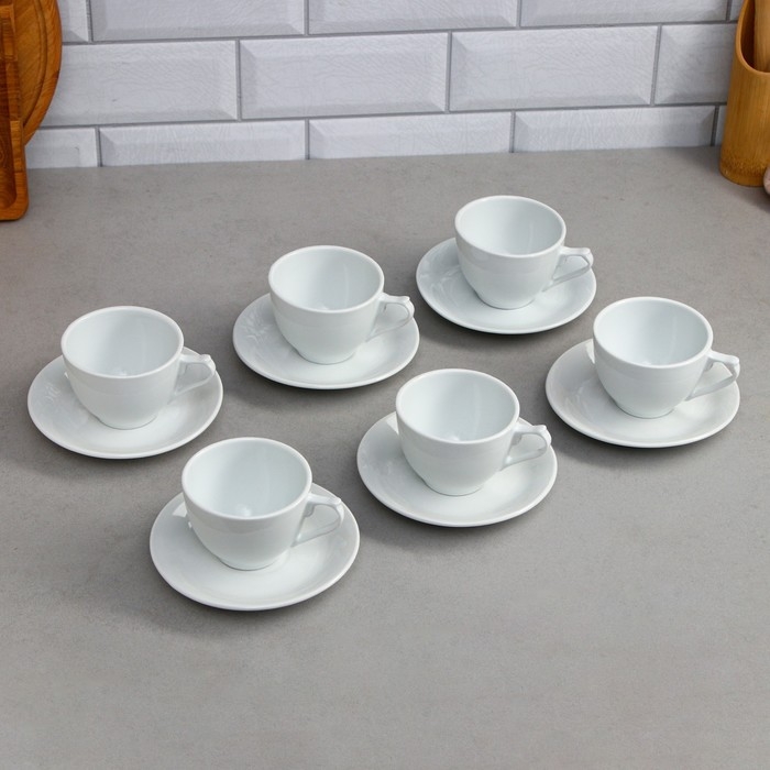 Чайный набор «Лимон», 12 предметов, 6 чашек 200 мл, фарфор, Иран