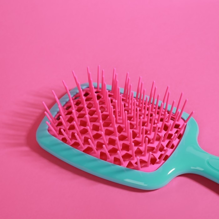 Расчёска массажная, широкая, вентилируемая, 8,5 × 20,5 см, PVC коробка, цвет бирюзовый/розовый Расчёска массажная, широкая, вентилируемая, 8,5 × 20,5 см, PVC коробка, цвет бирюзовый/розовый