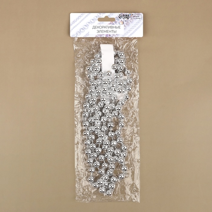 Бусы на нитях, круглые, 12 мм, 2 м, цвет серебряный Бусы на нитях, круглые, 12 мм, 2 м, цвет серебряный