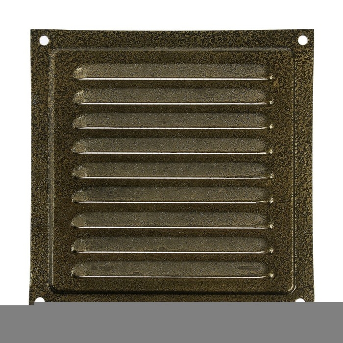 Решетка вентиляционная ZEIN Люкс РМ1515З, 150 х 150 мм, с сеткой, металлическая, золотая