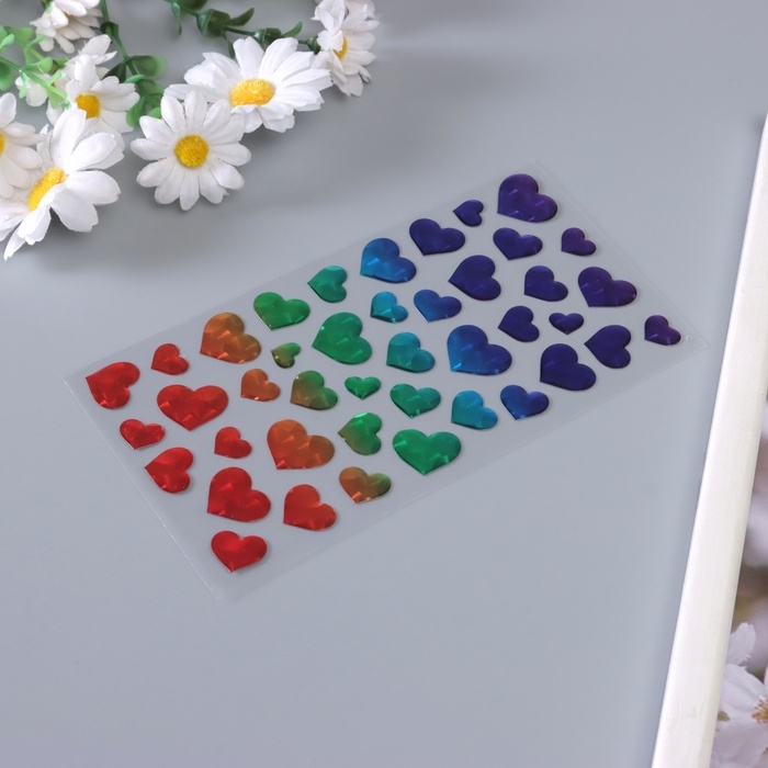 Наклейки для творчества пластик Наклейки для творчества пластик "Градиент. Сердце" 22х9,5 см