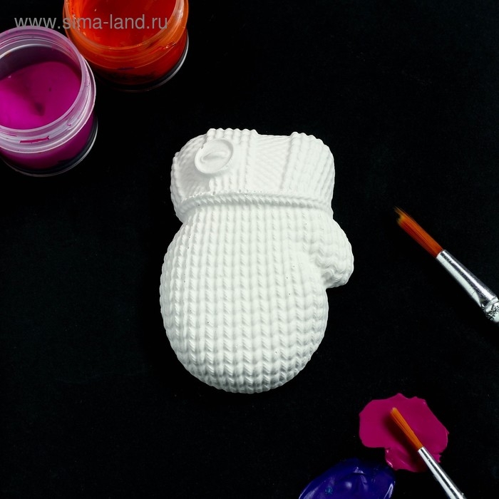 Новогодняя фигура под роспись с подвесом  Новогодняя фигура под роспись с подвесом "Варежка вязаная" 5х6см