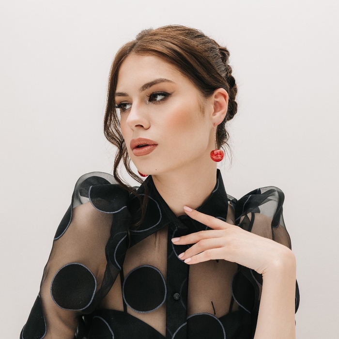 Серьги пластик «Ягодка» черешня, цвет красный в золоте Серьги пластик «Ягодка» черешня, цвет красный в золоте