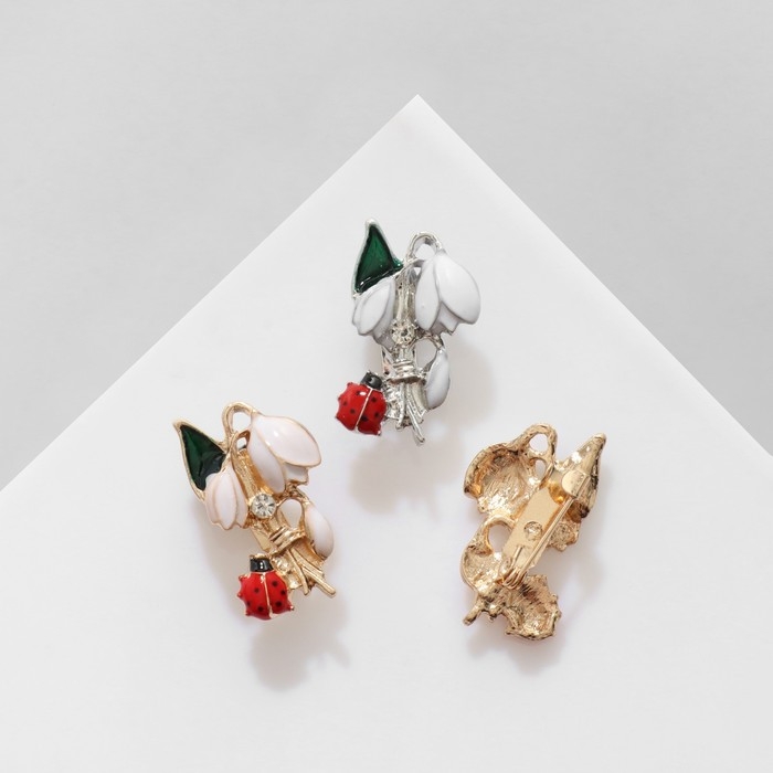 Брошь «Цветок» подснежник с божьей коровкой, цвет МИКС (неделимая фасовка 12 шт., цена за шт.) Брошь «Цветок» подснежник с божьей коровкой, цвет МИКС (неделимая фасовка 12 шт., цена за шт.)