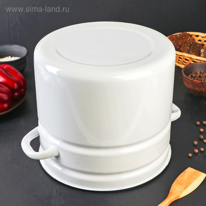 Кастрюля эмалированная цилиндрическая, 10 л, без деколи, цвет белый Кастрюля эмалированная цилиндрическая, 10 л, без деколи, цвет белый