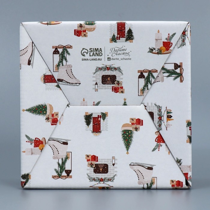 Коробка подарочная новогодняя складная «Хюгге», 15 х 15 х 7 см, Новый год Коробка подарочная новогодняя складная «Хюгге», 15 х 15 х 7 см, Новый год