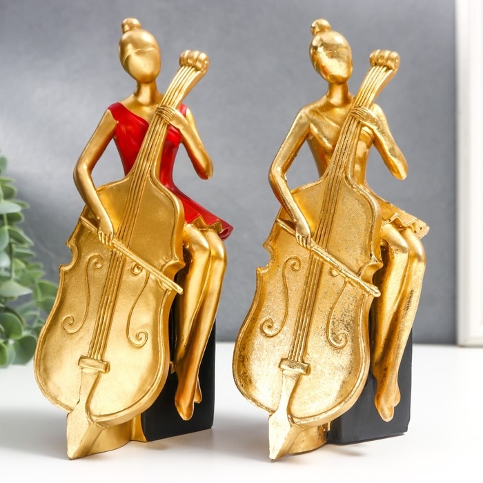 Сувенир полистоун  Сувенир полистоун "Девушка с контробасом" МИКС 20,5х10,5х9 см