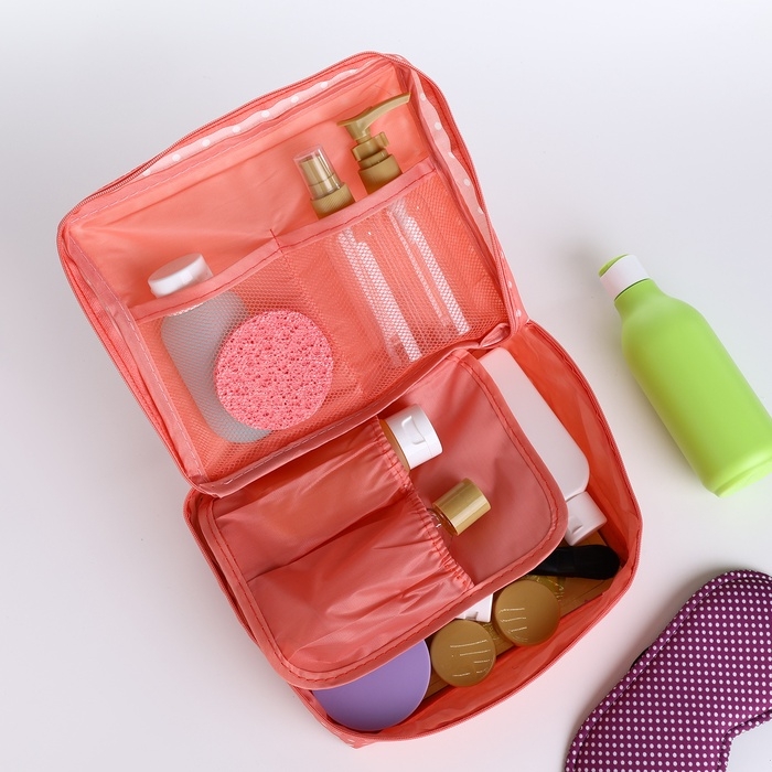 Косметичка дорожная, 2 отдела на молнии, цвет розовый Косметичка дорожная, 2 отдела на молнии, цвет розовый