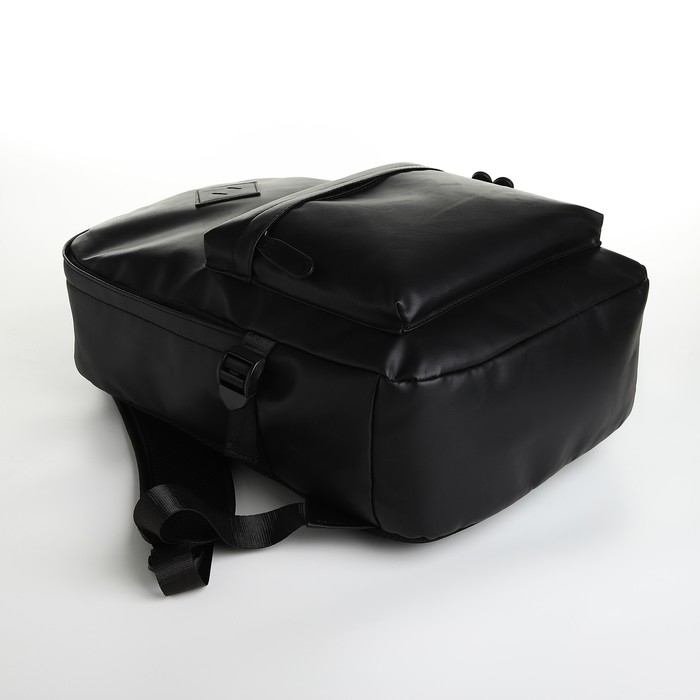 Рюкзак школьный из искусственной кожи на молнии, 3 кармана, цвет чёрный Рюкзак школьный из искусственной кожи на молнии, 3 кармана, цвет чёрный