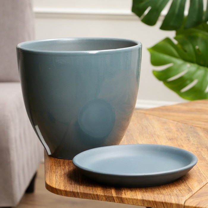 Горшок цветочный Тюльпан 5 л, темно-серный Горшок цветочный Тюльпан 5 л, темно-серный