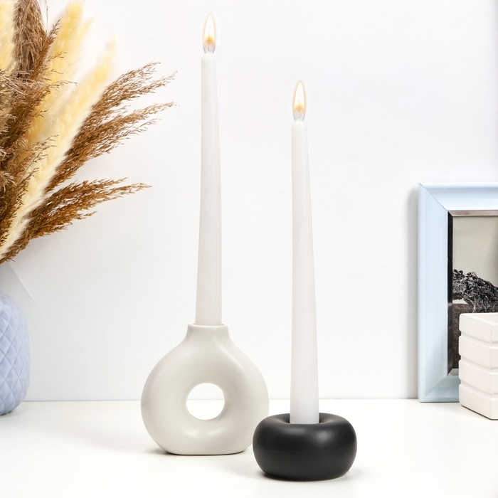 Набор подсвечников Набор подсвечников "Меланд и Эдвард" белый и черный, 2шт/5х10см/4х7см