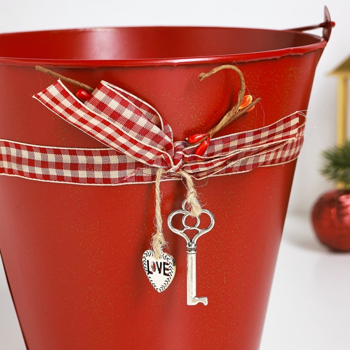 Кашпо Кашпо "Ведерко Рустад" красное, 15х15х14см