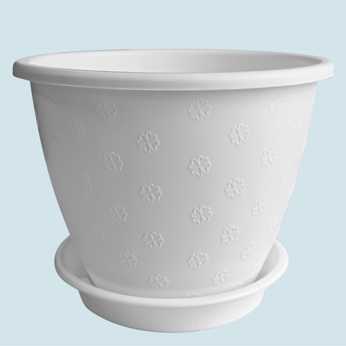 Горшок для цветов с поддоном «Цветочек», 1,2 л, d=15 см, цвет белый Горшок для цветов с поддоном «Цветочек», 1,2 л, d=15 см, цвет белый