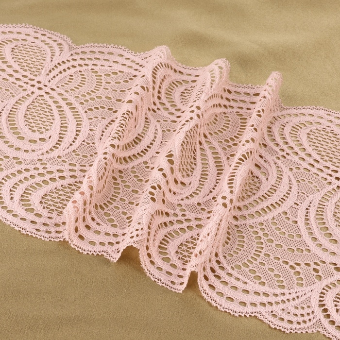 Кружевная эластичная ткань, 180 мм × 2,7 ± 0,5 м, цвет розово-бежевый Кружевная эластичная ткань, 180 мм × 2,7 ± 0,5 м, цвет розово-бежевый