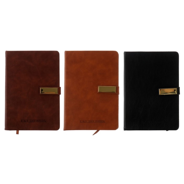 Ежедневник недатированный А5, 116 листов в клетку, с хлястиком, обложка кожзам, МИКС Ежедневник недатированный А5, 116 листов в клетку, с хлястиком, обложка кожзам, МИКС