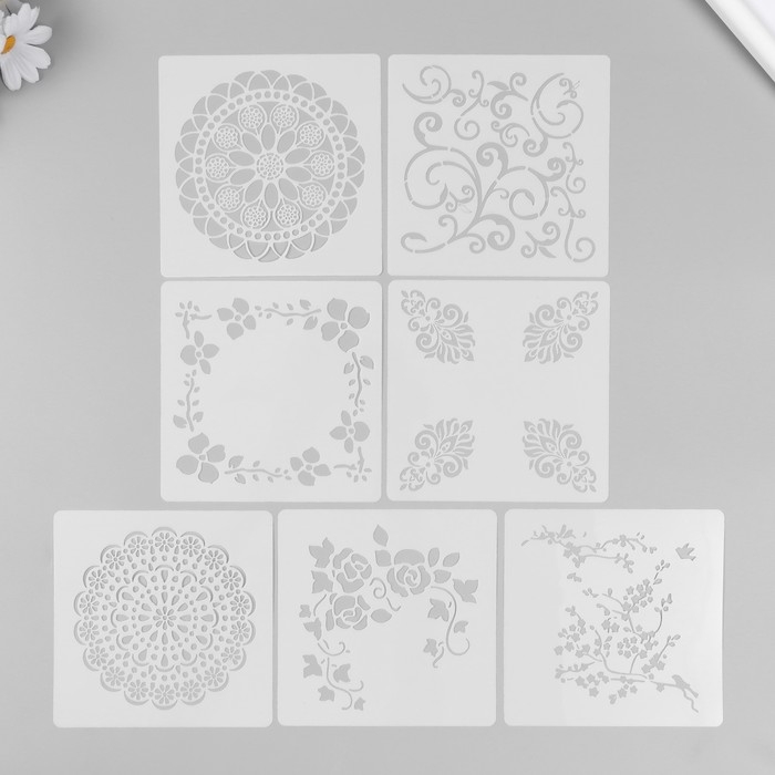 Трафарет пластик Трафарет пластик "Узоры" набор 7 шт 13х13 см
