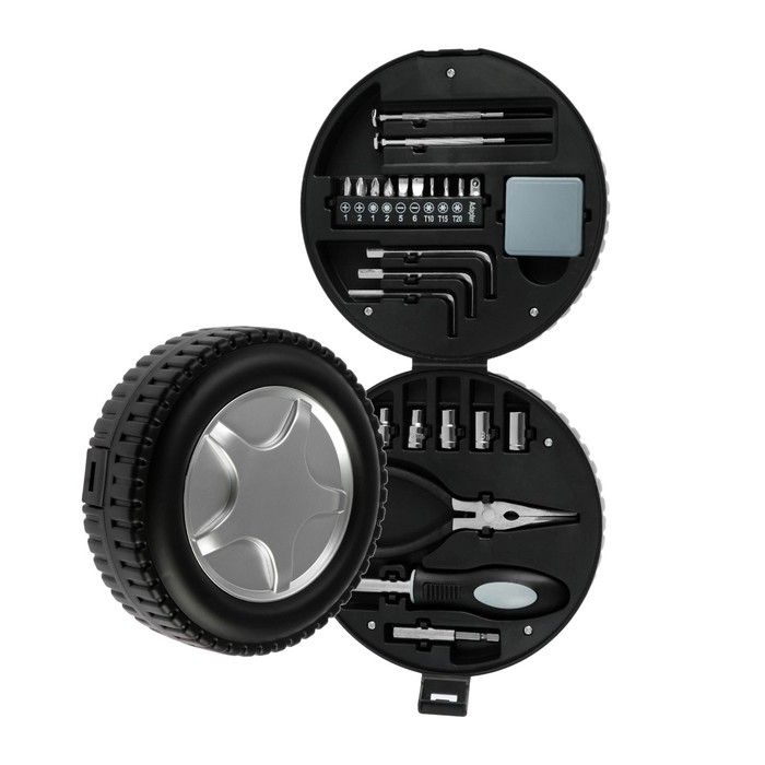 Набор инструментов ТУНДРА, подарочный пластиковый кейс Набор инструментов ТУНДРА, подарочный пластиковый кейс "Колесо", 24 предмета