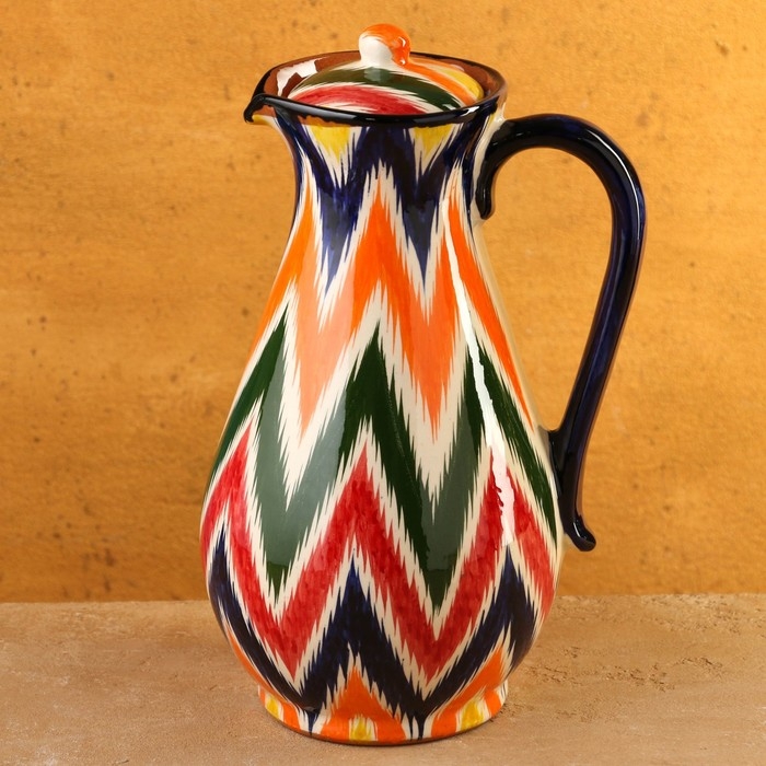 Кувшин для воды и холодных напитков Риштанская керамика Кувшин для воды и холодных напитков Риштанская керамика "Атлас", 1,7 л, с крышкой