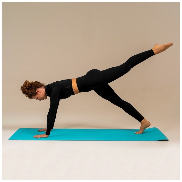 Коврик для фитнеса и йоги ONLYTOP, 183х61х0,6 см, цвет серый/голубой Коврик для фитнеса и йоги ONLYTOP, 183х61х0,6 см, цвет серый/голубой