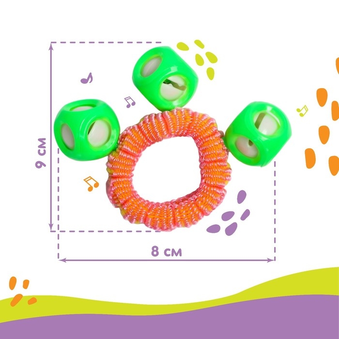 Погремушка - браслет «На ручку», 3 бубенчика, цвет МИКС, Крошка Я Погремушка - браслет «На ручку», 3 бубенчика, цвет МИКС, Крошка Я