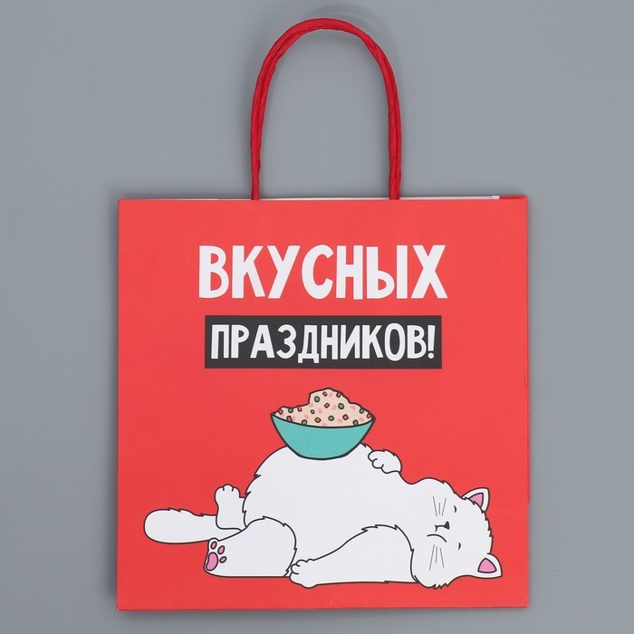 Пакет подарочный новогодний крафтовый «Праздники», 22 х 22 х 11 см, Новый год Пакет подарочный новогодний крафтовый «Праздники», 22 х 22 х 11 см, Новый год