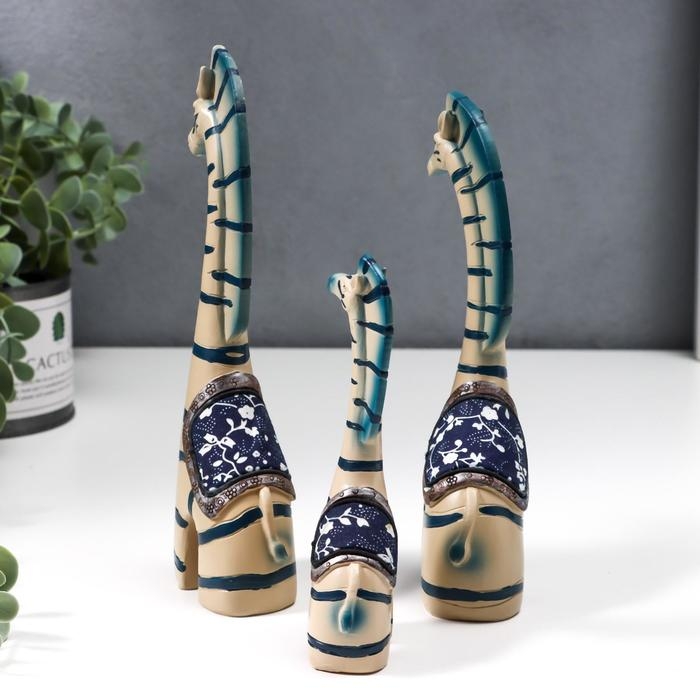 Сувенир полистоун  Сувенир полистоун "Семейство зебр" набор 3 шт 14,3х5х2,8, 18,5х6х3,5, 20,3х6х3,5 см