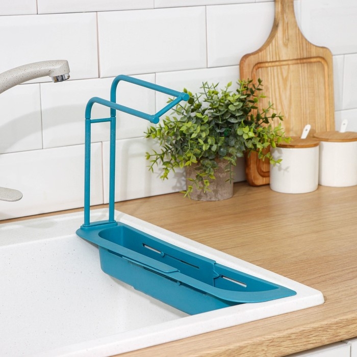 Держатель на раковину для кухонных мелочей Доляна, 36(49,5)×9×26 см, цвет МИКС