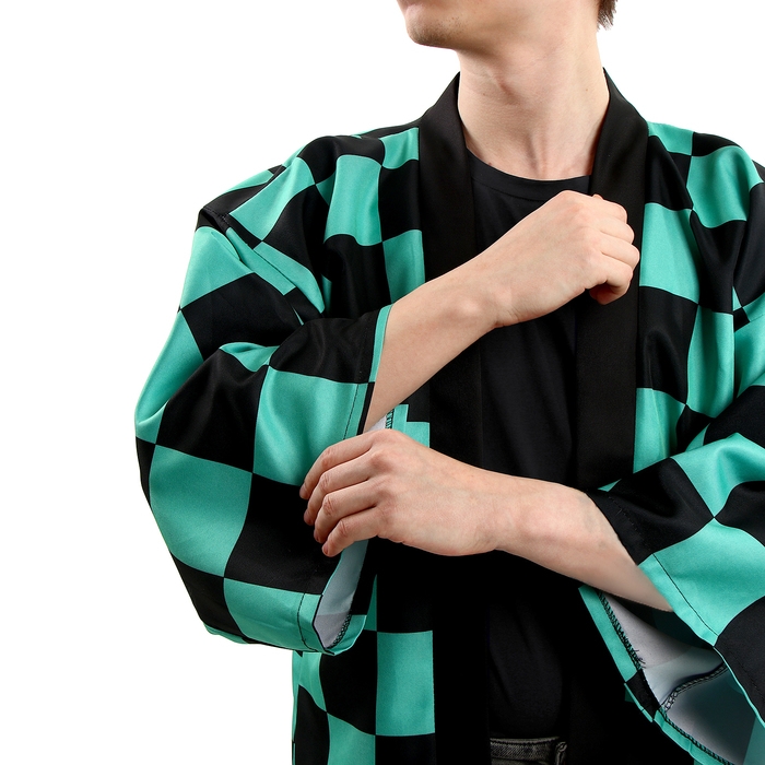 Карнавальное хаори «Демонический клинок», р. 44-46 (M), цвет чёрно-зелёный