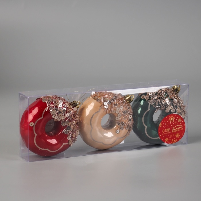 Украшение ёлочное "Пончик Коул" (набор 3 шт) d-9 см, микс